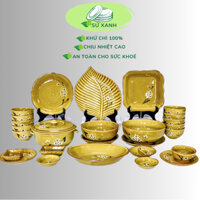 Bát đĩa gốm sứ Bát Tràng, Bát đĩa thờ cúng, Bộ đồ ăn, Bộ gốm sứ màu Gốm hoạ tiết Hoa Trắng Xứ Sanh