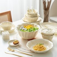 bát đĩa sứ xoắn xanh be bát ô tô đựng canh bát bộ chén đĩa ăn cơm đĩa sứ sang trọng Bảo hành 1-1