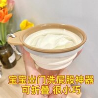 Bát gấp chậu rửa nhỏ di động cho bé đi chơi rửa đồ tạo tác cũng có thể treo túi mẹ bên trong hộp đựng phẳng 2503D19