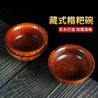Bát gỗ phong cách Tây Tạng, bát gỗ nguyên khối retro, bát Tsampa kiểu dân tộc cao chân, bát trà bơ, bát bánh gạo nếp LFEG