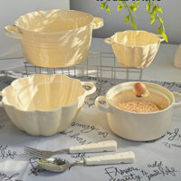 Bát gốm Đôi Tai Canh Bát Hộ Gia Đình Dung Tích Lớn Mì Ăn Liền Bát Đơn Giản Món Tráng Miệng