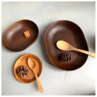 Bát Gỗ,Tô Gỗ Hình Oval Gỗ Keo Màu Óc Chó .
