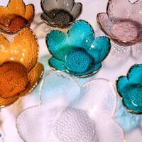 Bát hoa cánh vàng phong cách Nhật Bản sáng tạo, đĩa hoa anh đào đầy màu sắc, bát thủy tinh trong suốt, bát trái cây gia đình, bộ đồ ăn O5YL