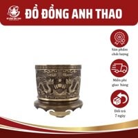 Bát Hương Đồng Màu Giả Cổ - Bát Nhang Đúc Đồng Chạm Khắc Rồng Phượng Nổi Nhiều Kích Thước