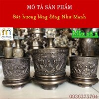 Bát hương Như Mạnh trạm khắc Rồng Phượng bằng đồng - Nhiều kích thước