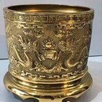 Bát hương song long chầu nguyệt đồng vàng