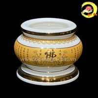 Bát hương sứ trắng Tâm Kinh , đường kính (12,5cm) (15cm) (17,5cm) (20cm) ( Mã sản phẩm BH - TKV )