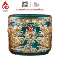 Bát Hương Vẽ Vàng Màu Xanh Đắp Nổi Rồng 231017