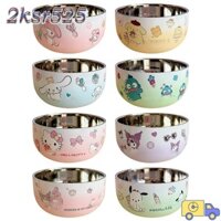 Bát inox 2KSR525, Bát tròn Hello Kitty Anime Kuromi, Quà tặng gia đình hai lớp bền bỉ Bát cách nhiệt chống bỏng Trẻ em