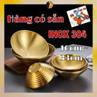 Bát Inox 304 2 Lớp Tô Inox Cách Nhiệt Hàn Quốc Đựng Salad Chè Kem Bingsu Mạ Màu Vàng