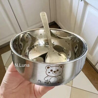 BÁT INOX 304 ăn dặm cho bé [set bát + thìa ]