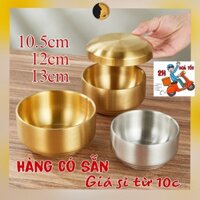 Bát Inox Có Nắp TAMUSHOP92 Tô Inox 304 Cách Nhiệt 2 Lớp Chén Có Nắp Đậy Mạ Màu Vàng Bạc BI011