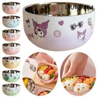 Bát Inox URJUMPEA, Bát Tròn Hello Kitty Anime Kuromi, Bền Hai Lớp Kawaii Cinnamoroll Thực Phẩm Bộ Đồ Ăn Bát Cách Nhiệt Trẻ Em