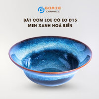 Bát Loe có eo D15 Men Xanh Hoả Biến - Bát Chiết Yêu D16 xanh sóng biển - Bát tô - Gốm Sứ Cao Cấp Bát Tràng