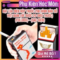 BẬT LỬA ĐIỆN HỘP THUỐC 2IN1 HÌNH BẢN ĐỔ VIỆT NAM (ĐỂ ĐƯỢC 20 ĐIẾU THUỐC) (FULLBOX) - (SẠC ĐIỆN)