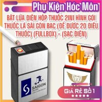 BẬT LỬA ĐIỆN HỘP THUỐC 2IN1 HÌNH GÓI THUỐC LÁ SÀI GÒN BẠC (ĐỂ ĐƯỢC 20 ĐIẾU THUỐC) (FULLBOX) - (SẠC ĐIỆN)