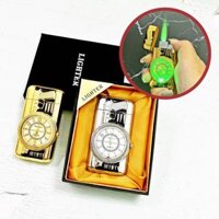 Bật lửa đồng hồ hình súng có đèn led có hộp xài gas
