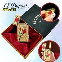 Bật lửa dupont hoa hồng dập nổi m-55 có hộp