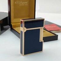 Bật Lửa Dupont Ligne 2 Bọc Vàng Men Xanh NaVy 2 Lỗ Phom Thấp DP171