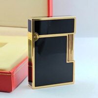 Bật Lửa Dupont Ligne 2 Bọc Vàng Men Đen 2 Lỗ Phom Thấp DP172