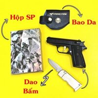 Bật lửa hình súng M9 có bao da 30 trong 1 (bật lửa, súng, dao tự vệ) – (xài gas) màu đen