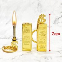 Bật lửa hình thỏi vàng 9999 có móc khoá diêm xăng