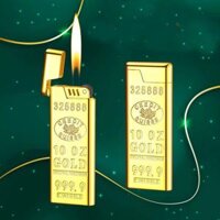 Bật lửa hình thỏi vàng 9999 dài siêu mỏng - xài gas đá