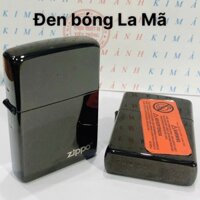 Bật lửa, hộp quẹt ZIPPO màu Đen môc đáy La Mã loại trơn bóng, Kim Ánh nhập hàng cao cấp vỏ bằng đồng có dán tem đỏ