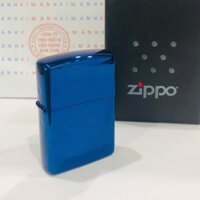 Bật lửa, hộp quẹt ZIPPO màu Xanh Chu niên loại trơn bóng, Kim Ánh nhập hàng cao cấp vỏ bằng đồng có dán tem đỏ