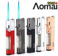 BẬT LỬA HỘT QUẸT KHÒ AOMAI 7108 THÂN HÔNG TRONG SUỐT NHÌN THẤY ĐƯỢC KIM LOẠI 4 MÀU XÀI GAZ ĐÁ CÓ HỘP LÀM QUÀ TẶNG