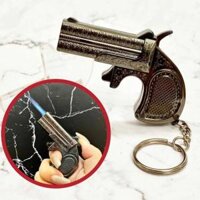 Bật lửa khè hình súng hoa văn đen - móc khóa size: 7.5cm - xài gas