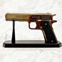 Bật lửa khè hình súng M9 kim loại có giá đỡ size 17cm xài gas