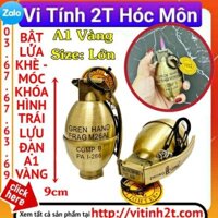 BẬT LỬA KHÈ - MÓC KHÓA HÌNH TRÁI LỰU ĐẠN A1 VÀNG (SIZE LỚN) - (XÀI GAS)