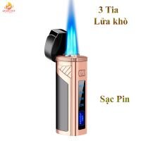 Bật lửa khò 3 tia sạc pin bơm gas độc lạ tiện lợi