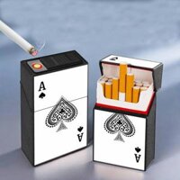 Bật lửa  kiêm hộp thuốc hình lá bài trắng sạc điện