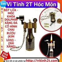 BẬT LỬA - MÓC KHÓA DOLPHIN XĂNG ĐÁ CỔ HÌNH CHAI RƯỢU (KIM LOẠI) - (XÀI XĂNG)
