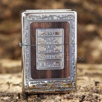 Bật lửa nguyên khối khắc mộc đáy bao quanh hai mặt - Original genuine ZIPPO lighter Taomu mosaic double sided five generations of the bottom logo ZP93110-A2