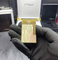 Bật lửa S.T. Dupont HongKong Khảm Trai Trắng viên Vàng phiên bản Paris 1872 cao cấp