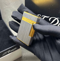 Bật lửa S.T. Dupont HongKong phay xước Bạc Đờ Mi Vàng