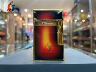 Bật lửa S.T.Dupont Ligne 2 Aterlier Red Natural Lacquer Sun Burst Red Super ( Viền Vàng )