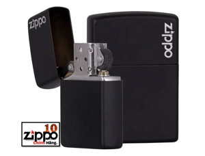 Bật lửa Zippo 218ZL Logo Black Matte Pocket Lighter