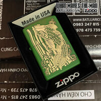 Bật Lửa Zippo 228 Khắc Cá Koi Nhật  Zippo 228.Cakoi