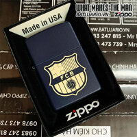 Bật Lửa Zippo 239 Xanh Đen Khắc Fc Barcelona 03  Zippo 239.Fcb03