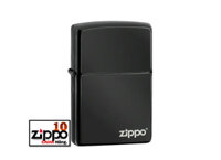 Bật lửa ZIPPO 24756ZL High Polish Black Zippo Logo - Chính hãng 100