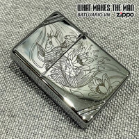 Bật Lửa Zippo 260 Khắc Cá Chép Hóa Rồng  Zippo 260.Cachephr