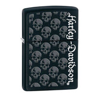 Bật Lửa Zippo 28264 Harley Davidson Black Matte Skull And Logo Windproof Pocket