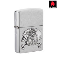 Bật Lửa Zippo 49293  Zippo Cards And Skull Emblem Brushed Chrome