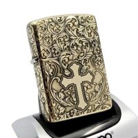 Bật Lửa Zippo Armor Đồng Nguyên Khối Khắc Chủ Đề Hoa Văn Thánh Giá ZKB127