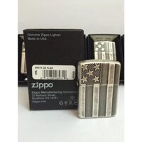 Bật Lửa Zippo Armor  Us Flag  Antique Silver Plate Chính Hãng Usa