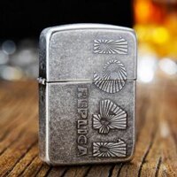 Bật lửa Zippo bạc cổ phiên bản chiến tranh thế giới thứ II - Original genuine ZIPPO lighter ancient silver totem wealthy side lattice BLOCK-2 counter genuine